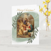 Krippe Green Weihnachtskarte Karte (Gelbe Blume)