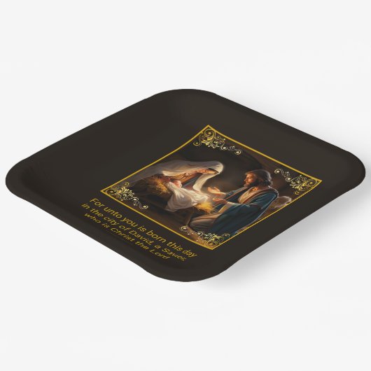 Krippe Heilige Familie Religiös Pappteller (Gewinkelt)