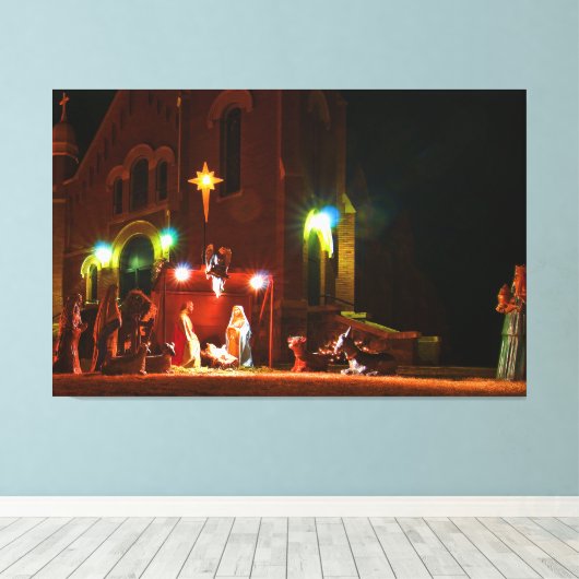 Krippe im Freien Leinwanddruck (Insitu (Holzboden))