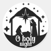 Krippe in Schwarz und Weiß Runder Aufkleber (Vorderseite)