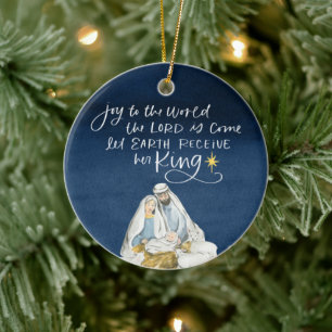 Krippe Joy Watercolor Religiöse Weihnachten Keramik Ornament