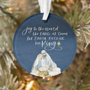 Krippe Joy Watercolor Religiöse Weihnachten Ornament