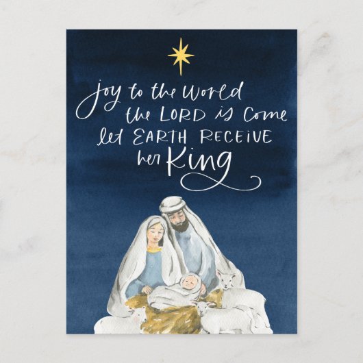 Krippe Joy Watercolor Religiöse Weihnachten Postkarte (Vorderseite)