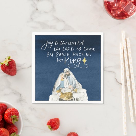 Krippe Joy Watercolor Religiöse Weihnachten Serviette (Beispiel)