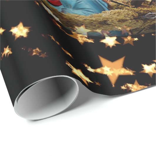 Krippe Jungfrau Mary Jesus Weihnachtsstars Geschenkpapier (Rolleneckpunkt)