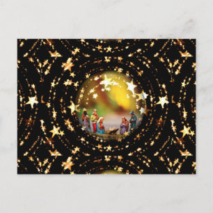 Krippe Krippe Jungfrau Mary Säugling Jesus Stars Postkarte