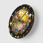 Krippe Krippe Jungfrau Mary Säugling Jesus Stars Runde Wanduhr (Winkel)
