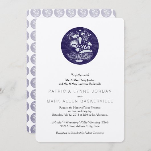 Krippe Letterpress Medallion Einladung (Vorne/Hinten)