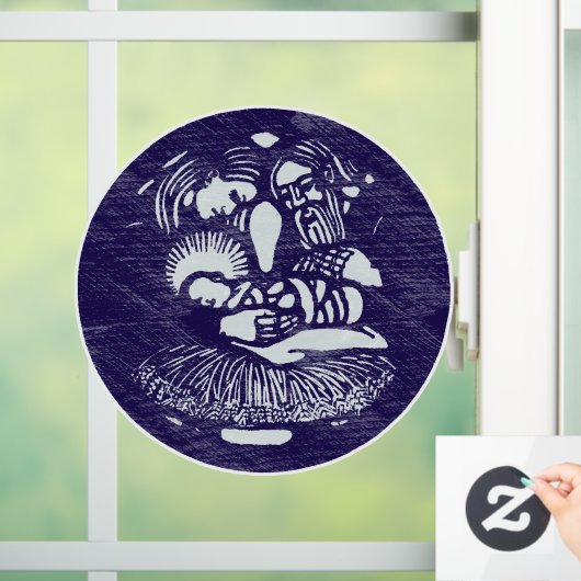 Krippe Letterpress Medallion Fensteraufkleber (Zuhause)