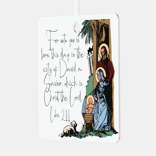 Krippe - Luke 2:11 Ornament Aus Metall (Vorderseite links)