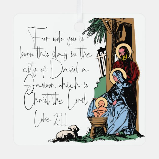 Krippe - Luke 2:11 Ornament Aus Metall (Vorderseite)
