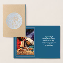 Krippe Luxury Real Foil Weihnachtskarten Folienkarte