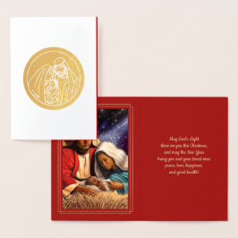 Krippe Luxury Real Foil Weihnachtskarten Folienkarte