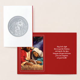 Krippe Luxury Real Foil Weihnachtskarten Folienkarte