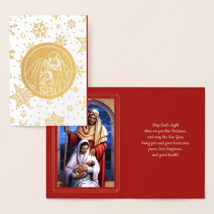 Krippe Luxury Real Foil Weihnachtskarten Folienkarte