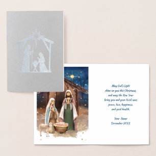 Krippe Luxury Real Foil Weihnachtskarten Folienkarte