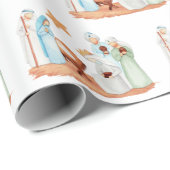 Krippe Mary Joseph Jesus 3 Weiße Männer Weihnachte Geschenkpapier (Rolleneckpunkt)