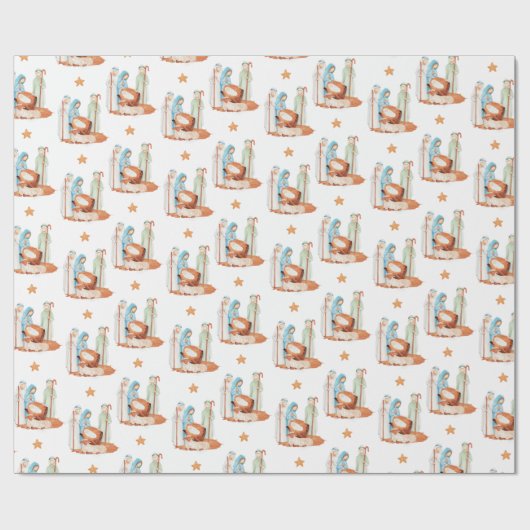Krippe Mary Joseph Jesus Shepherd Weihnachten Geschenkpapier (Flach)