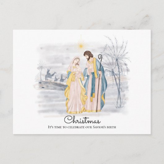 Krippe - Mary, Joseph & Newborn Baby Jesus Postkarte (Vorderseite)