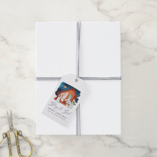 Krippe mit Aquarellfarben Ruhm für den Urlaub in G Geschenkanhänger (Mit Garn)