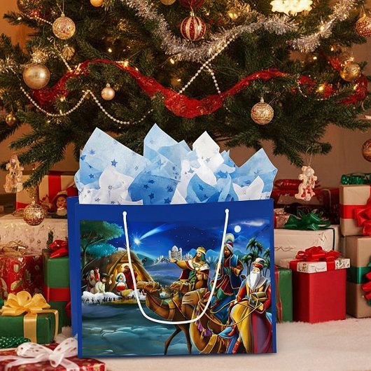 Krippe mit klugen Männern Weihnachtsfeiertag Große Geschenktüte