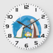 Krippe mit Mary Joseph und Baby Jesus Große Wanduhr (Vorderseite)