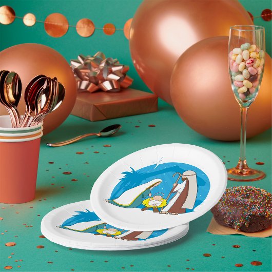 Krippe mit Mary Joseph und Baby Jesus Pappteller