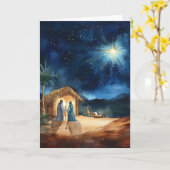 Krippe mit Weihnachtsstern Karte (Gelbe Blume)