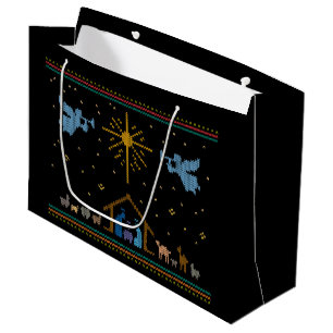 Krippe Nativity Ugly Christmas Sweater Christlich Große Geschenktüte