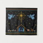 Krippe Nativity Ugly Christmas Sweater Christlich Wandteppich (Vorderseite (Horizontal))