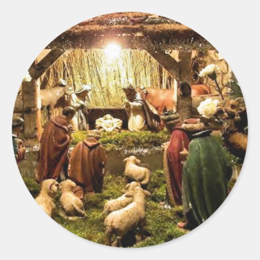Krippe Runder Aufkleber (Vorderseite)