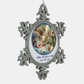 Krippe Schneeflocken Zinn-Ornament (Links)