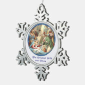 Krippe Schneeflocken Zinn-Ornament (Rechts)
