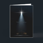Krippe Star von David und stabil Feiertagskarte<br><div class="desc">Eine abstrakte Darstellung der Krippenlandschaft der Geburt in Bethlehem mit einem abgeschiedenen Stall,  der von einem hellen Stern auf dunkelsternigem Hintergrund gespielt wird</div>