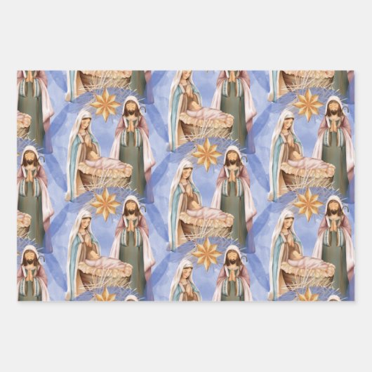 Krippe-Stillstand Muster Urlaub Geschenkpapier Set (Vorderseite 3)