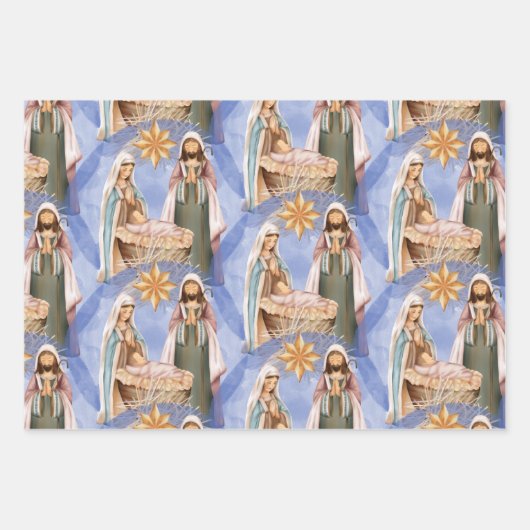 Krippe-Stillstand Muster Urlaub Geschenkpapier Set (Vorderseite 2)