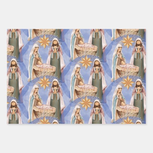 Krippe-Stillstand Muster Urlaub Geschenkpapier Set (Vorderseite)