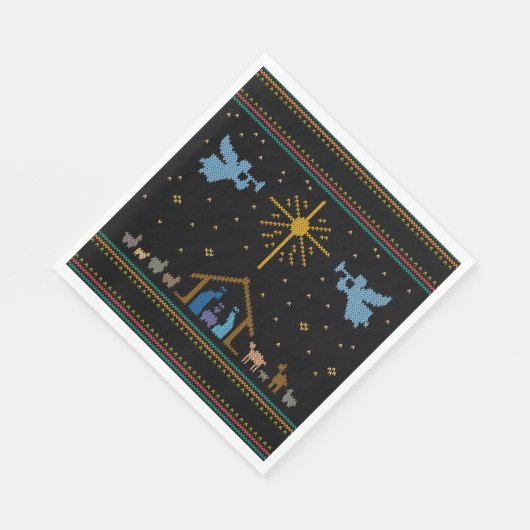 Krippe - Ugly Christmas Sweater Style Serviette (Ecke)