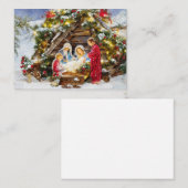 Krippe und Beeren Krippe Haushalt Mini Weihnachten Mitteilungskarte (Vorne/Hinten)