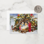 Krippe und Beeren Krippe Haushalt Mini Weihnachten Mitteilungskarte (Vorderseite/Rückseite Beispiel)