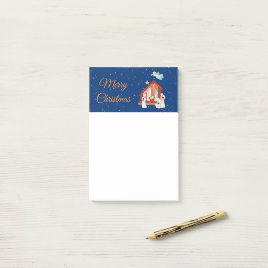 Krippe und Sterne Post-it Klebezettel (Auf Schreibtisch)