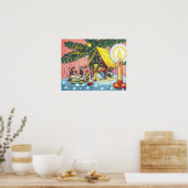 Krippe unter der Weihnachtsbaumkanvas Print Poster (Küche)