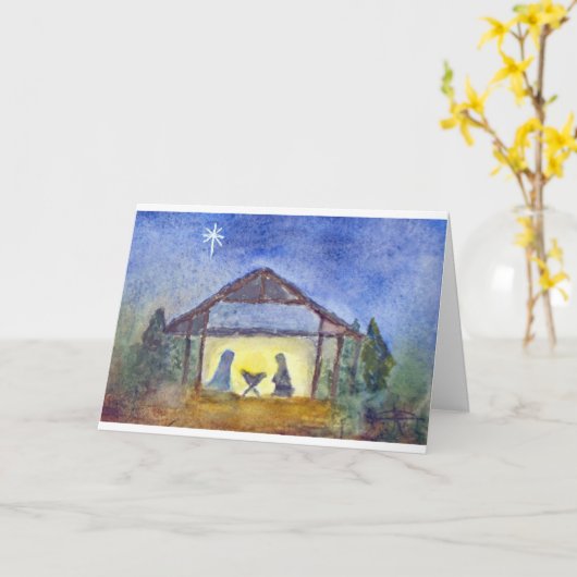 "Krippe" Wasserfarbe Karte (Gelbe Blume)