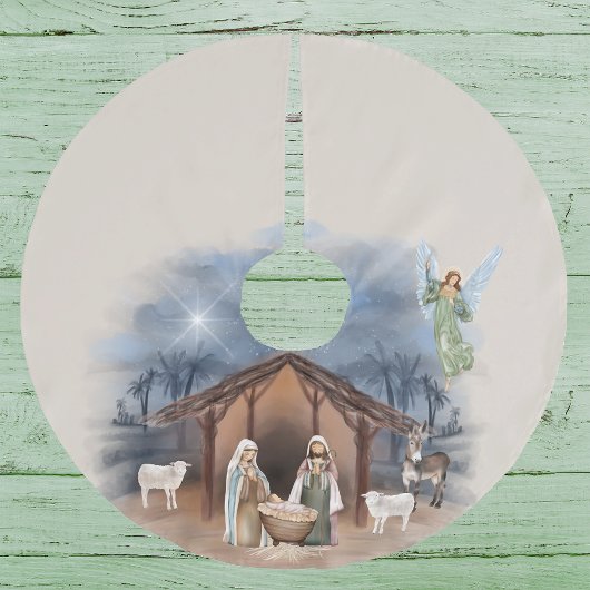 Krippe Watercolor Manger Baby Jesus Polyester Weihnachtsbaumdecke
