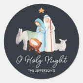 Krippe Weihnachten Runder Aufkleber (Vorderseite)