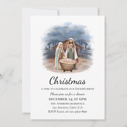 Krippe - Weihnachts-Einladungskarte Einladung (Vorderseite)