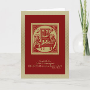 Krippe Woodcut Weihnachtskarte Feiertagskarte