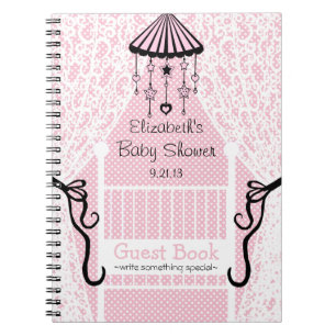Krippen-und Spitze-Babyparty-Gast-Buch Notizblock