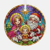 Krippenfestivals mit dem Weihnachtsmann Ornament Aus Glas (Rückseite)