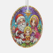 Krippenfestivals mit dem Weihnachtsmann Ornament Aus Glas (Vorderseite Rechts)